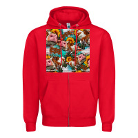 Red cow with aztec and sunflowers seamless pattern Zipper Hoodie - FaDigitalArtStudio