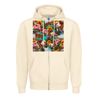 Sandshell cow with aztec and sunflowers seamless pattern Zipper Hoodie - FaDigitalArtStudio
