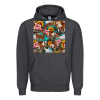 Smoke cow with aztec and sunflowers seamless pattern Zipper Hoodie - FaDigitalArtStudio