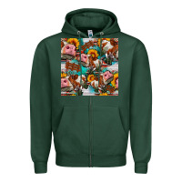 Sports Green cow with aztec and sunflowers seamless pattern Zipper Hoodie - FaDigitalArtStudio