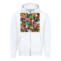 White cow with aztec and sunflowers seamless pattern Zipper Hoodie - FaDigitalArtStudio