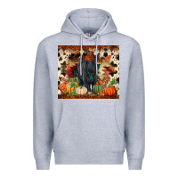 Heather Grey Fall black angus Premium Hoodie - RanaPortraitStore