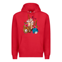 Red Baseball Frappe Premium Hoodie - FaDigitalArtStudio