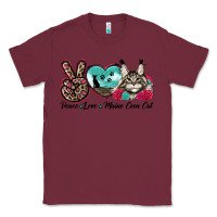 Burgundy peace love maine coon cat Classic Tee - LillyAllenDesigns