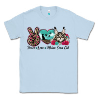 Dusty Blue peace love maine coon cat Classic Tee - LillyAllenDesigns