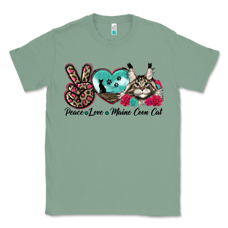 Peace Love Maine Coon Cat Classic Tee by LillyAllenDesigns | Teevron