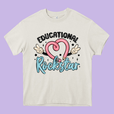 Educational Rockstar Heavy Core Tee Designed By Maliassmallbusiness