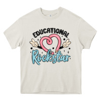 Cream educational rockstar Heavy Core Tee - MaliasSmallBusiness