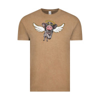 Vintage Coffee angel baby pig Vintage Tee - BarkalooDesign