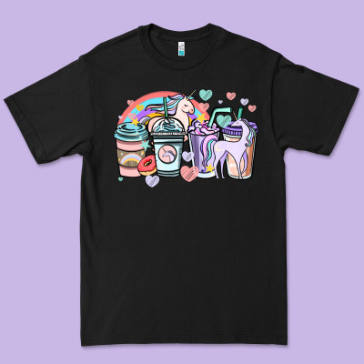 Unicorn Coffee Cups Premium Tee Designed By Nancycooperartshop