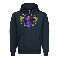 Navy mardi gras crawfish Zipper Hoodie - FaDigitalArtStudio