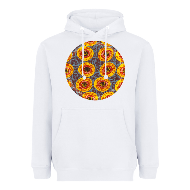 African Fabric Pattern Round Earrings 4 Heavyweight Hoodie by BundleAndBundleShop | Teevron