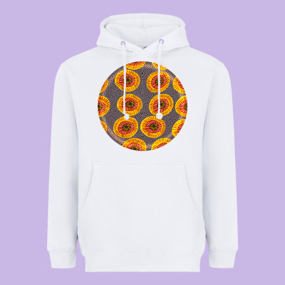 African Fabric Pattern Round Earrings 4 Heavyweight Hoodie Designed By Bundleandbundleshop