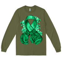 Army Green Emerald green ribbon Liver Cancer boxing gloves Long Sleeve Tee - NancyCooperArtShop