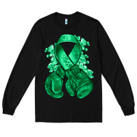Black Emerald green ribbon Liver Cancer boxing gloves Long Sleeve Tee - NancyCooperArtShop