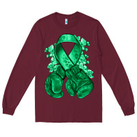 Burgundy Emerald green ribbon Liver Cancer boxing gloves Long Sleeve Tee - NancyCooperArtShop