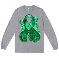 Heather Grey Emerald green ribbon Liver Cancer boxing gloves Long Sleeve Tee - NancyCooperArtShop