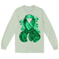 Matcha Emerald green ribbon Liver Cancer boxing gloves Long Sleeve Tee - NancyCooperArtShop