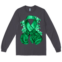 Smoke Emerald green ribbon Liver Cancer boxing gloves Long Sleeve Tee - NancyCooperArtShop