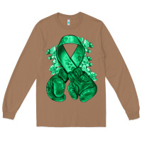 Toasted Coconut Emerald green ribbon Liver Cancer boxing gloves Long Sleeve Tee - NancyCooperArtShop