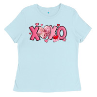 Baby Blue xoxo disco heart valentine's day Ladies Tee - MaliasSmallBusiness