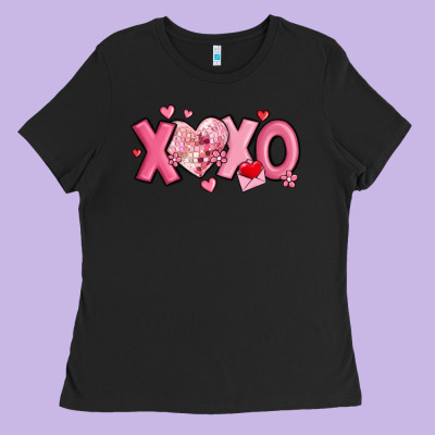Xoxo Disco Heart Valentine's Day Ladies Tee Designed By Maliassmallbusiness