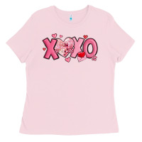 Bubblegum Pink xoxo disco heart valentine's day Ladies Tee - MaliasSmallBusiness