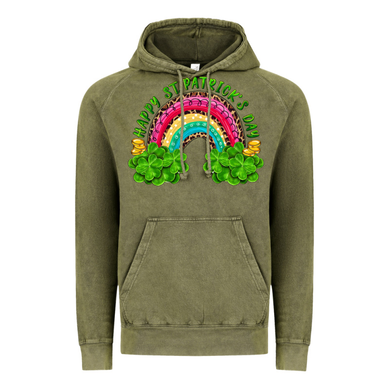 Happy St Patricks Day Rainbow And Shamrock Vintage Hoodie by RanaPortraitStore | Teevron