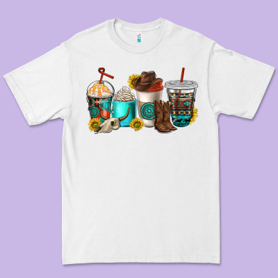 Western Coffee Cups Premium Tee Designed By Nancycooperartshop