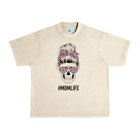 Sandshell Pink Flower on Cyan Background Mom Skull Urban Heavy Tee - Bettercallsaul