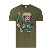 Vintage Olive pig love Vintage Tee - BarkalooDesign