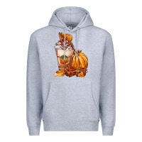 Heather Grey Pumpkin Spice Coffee Premium Hoodie - FaDigitalArtStudio