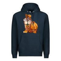 Navy Pumpkin Spice Coffee Premium Hoodie - FaDigitalArtStudio