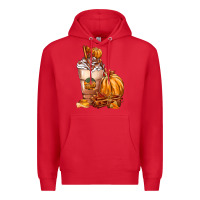 Red Pumpkin Spice Coffee Premium Hoodie - FaDigitalArtStudio