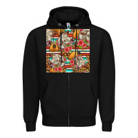 Black western cow with hay and flowers seamless pattern Zipper Hoodie - FaDigitalArtStudio