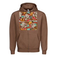 Chestnut western cow with hay and flowers seamless pattern Zipper Hoodie - FaDigitalArtStudio