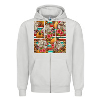 Dove Grey western cow with hay and flowers seamless pattern Zipper Hoodie - FaDigitalArtStudio