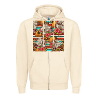 Sandshell western cow with hay and flowers seamless pattern Zipper Hoodie - FaDigitalArtStudio