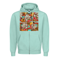 Seafoam western cow with hay and flowers seamless pattern Zipper Hoodie - FaDigitalArtStudio