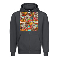 Smoke western cow with hay and flowers seamless pattern Zipper Hoodie - FaDigitalArtStudio