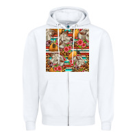 White western cow with hay and flowers seamless pattern Zipper Hoodie - FaDigitalArtStudio