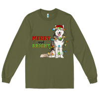 Army Green Merry And Bright Husky Long Sleeve Tee - RanaPortraitStore