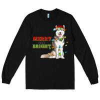 Black Merry And Bright Husky Long Sleeve Tee - RanaPortraitStore