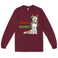 Burgundy Merry And Bright Husky Long Sleeve Tee - RanaPortraitStore