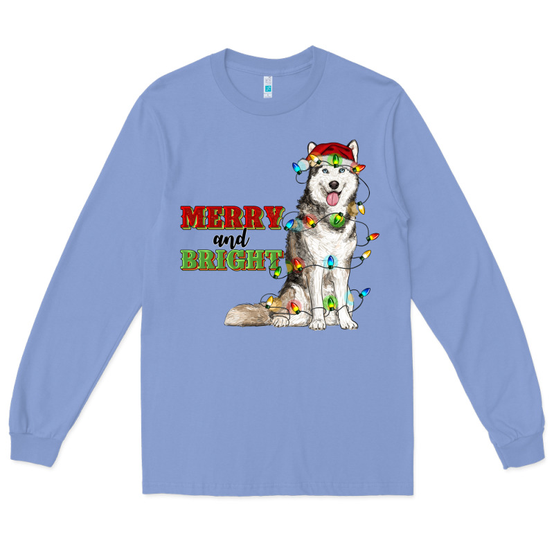 Merry And Bright Husky Long Sleeve Tee by RanaPortraitStore | Teevron