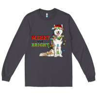 Smoke Merry And Bright Husky Long Sleeve Tee - RanaPortraitStore