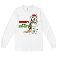 White Merry And Bright Husky Long Sleeve Tee - RanaPortraitStore