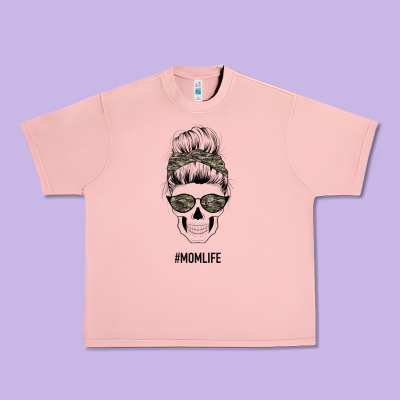 Feminine Camouflage Patterned Mom Skull Urban Heavy Tee Designed By Bettercallsaul