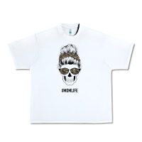 White Feminine Camouflage Patterned Mom Skull Urban Heavy Tee - Bettercallsaul