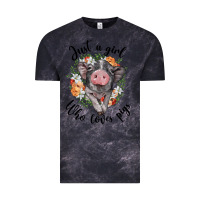 Cloud Black just a girl who loves pigs floral wreath Vintage Tee - BarkalooDesign